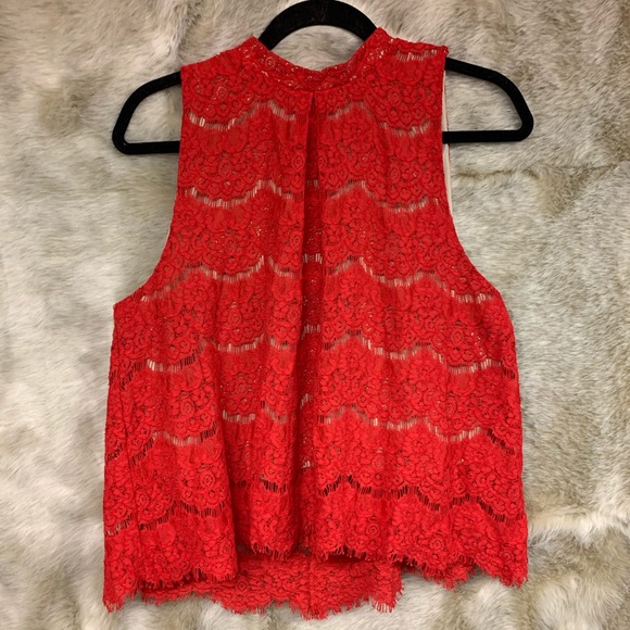 love, Fire Tops - Red lace halter top, size XL